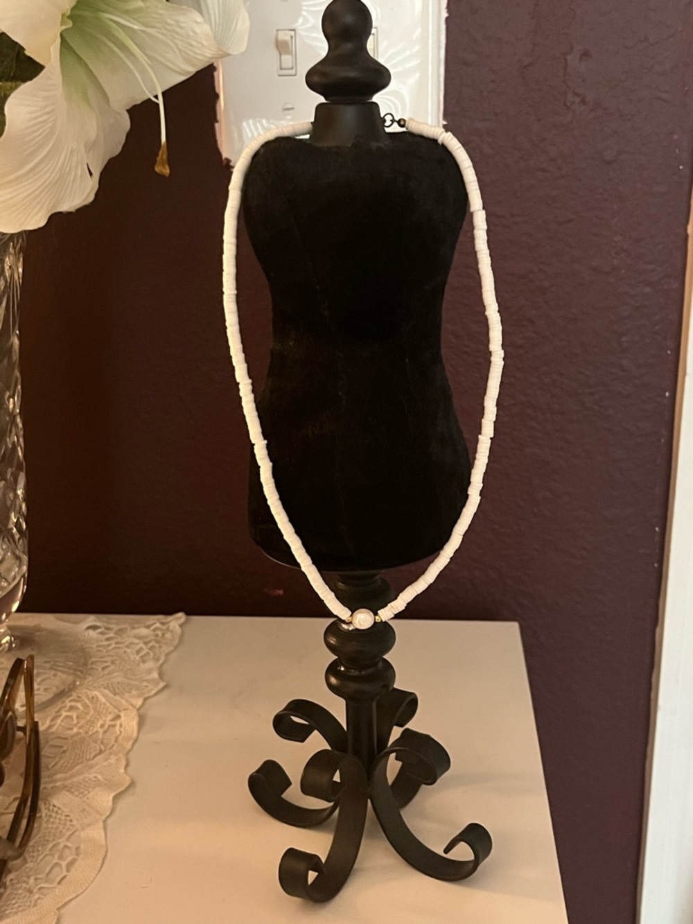 White Clay Beaded Necklace